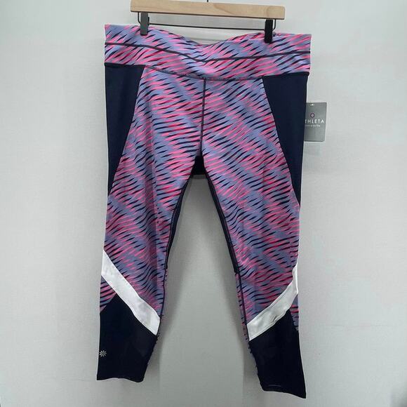 Athleta Electra Sonar Navy Blue Pink 7/8 Tight - Picture 1 of 7